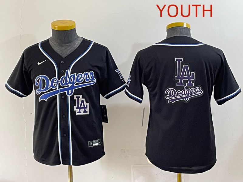 Youth 2025 Los Angeles Dodgers Blank Black Three generations Fashion Nike MLB Jersey style 32->youth mlb jersey->Youth Jersey
